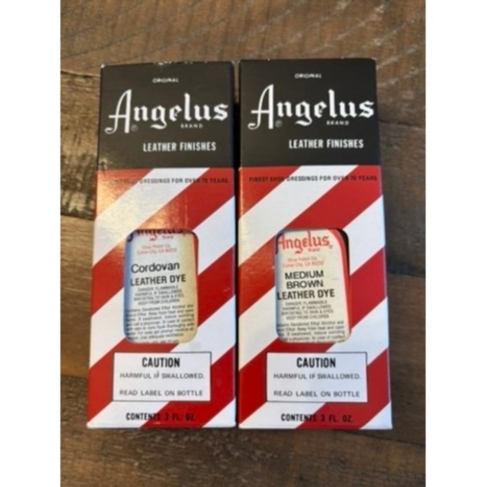 Angelus Leather Dye 2 Pack 3oz Medium Brown Cordovan Shoe Color Restoration Kit